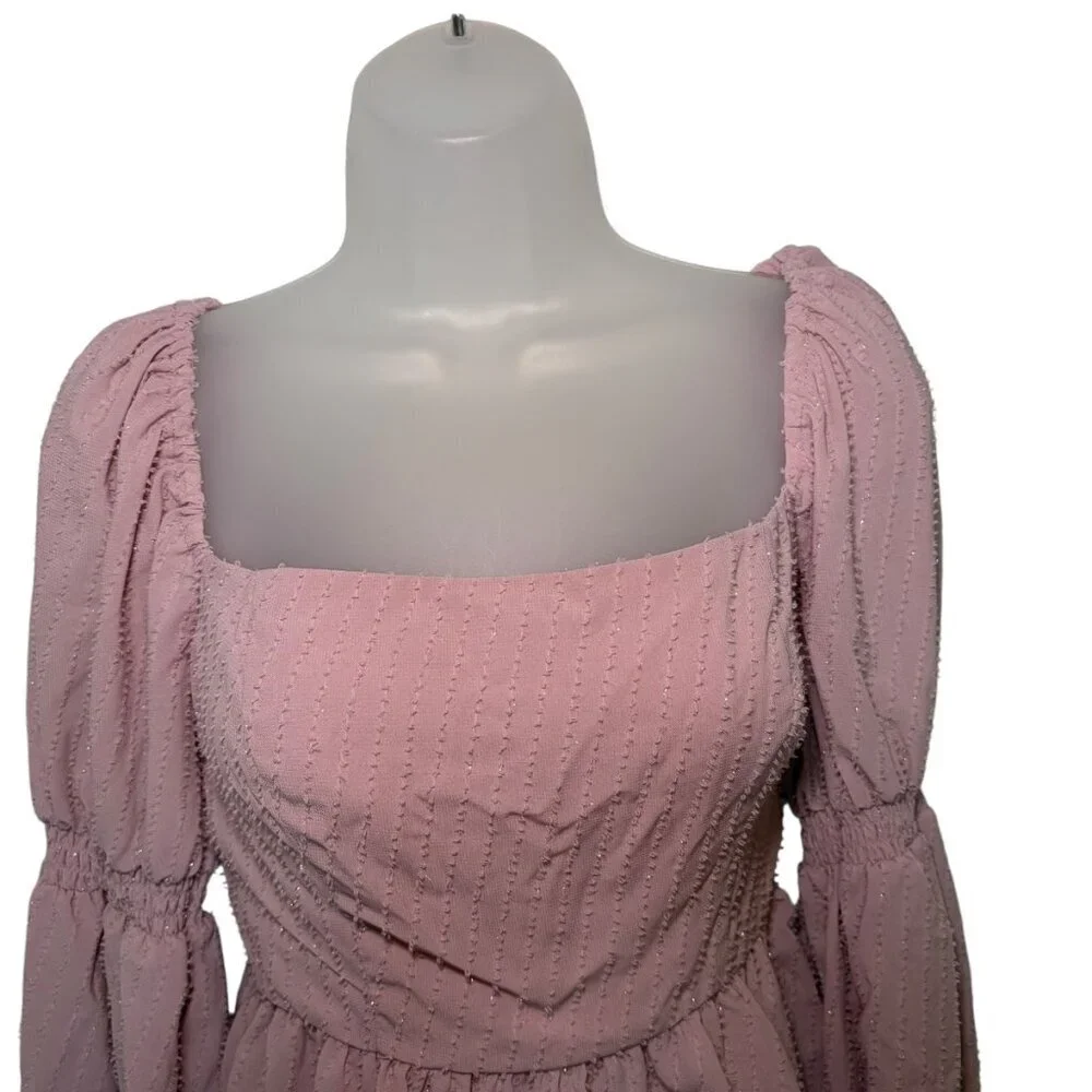 ASTR The Label Lilac Smocked Peplum Top